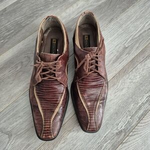 Stacy Adams Brown Burgundy Textured Lace-Up Oxfords